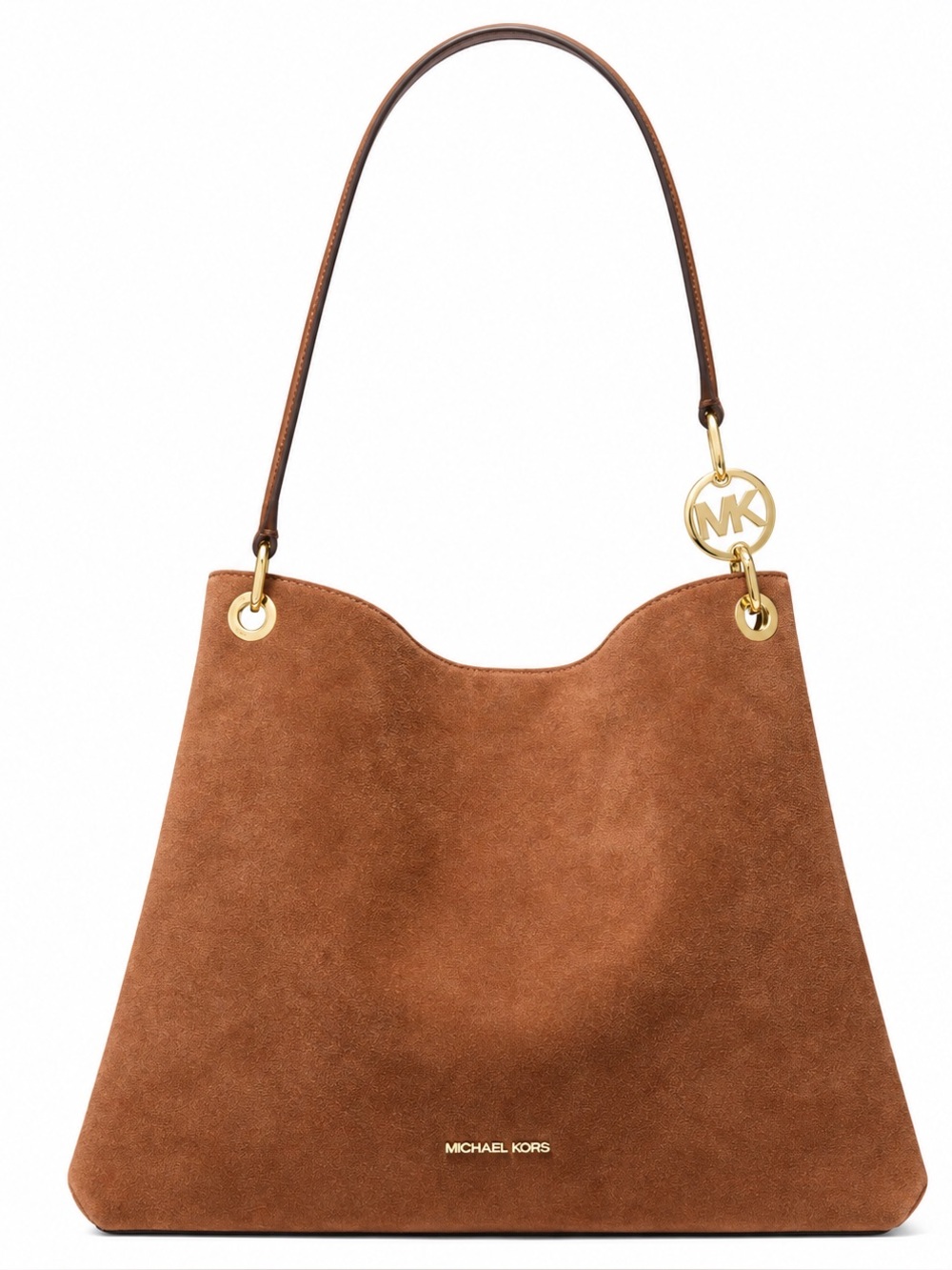 MICHAEL KORS Christina Large Suede Shoulder Bag Luggage NWT